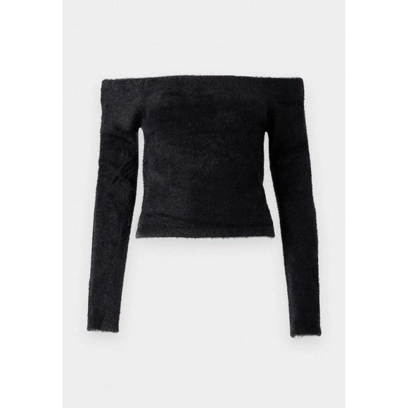 NWT Good American Off the Shoulder Sweater knit Black Size X small - Picture 2 of 6